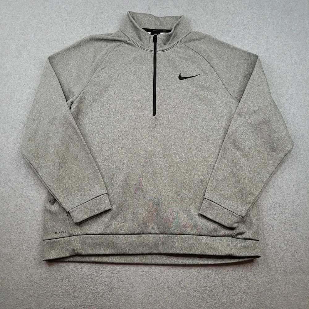 Nike Dri-Fit Quarter Zip Pullover Mens 2XL‎ Gray Long Sleeve Athletic 860497-012